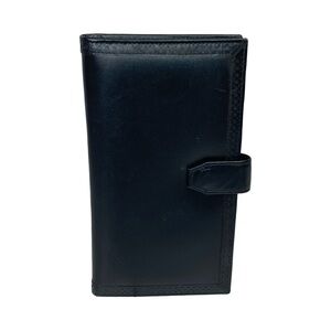 Isaac Mizrahi Passport Wallet Multiple Slip Pockets Black Snap Closure